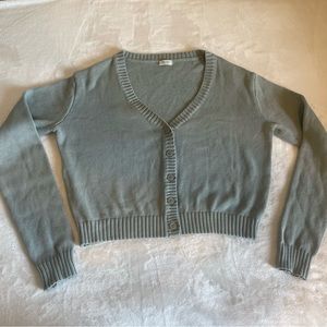 Brandy Melville John Galt Sage Green Crop Sweater Button Up Cardigan